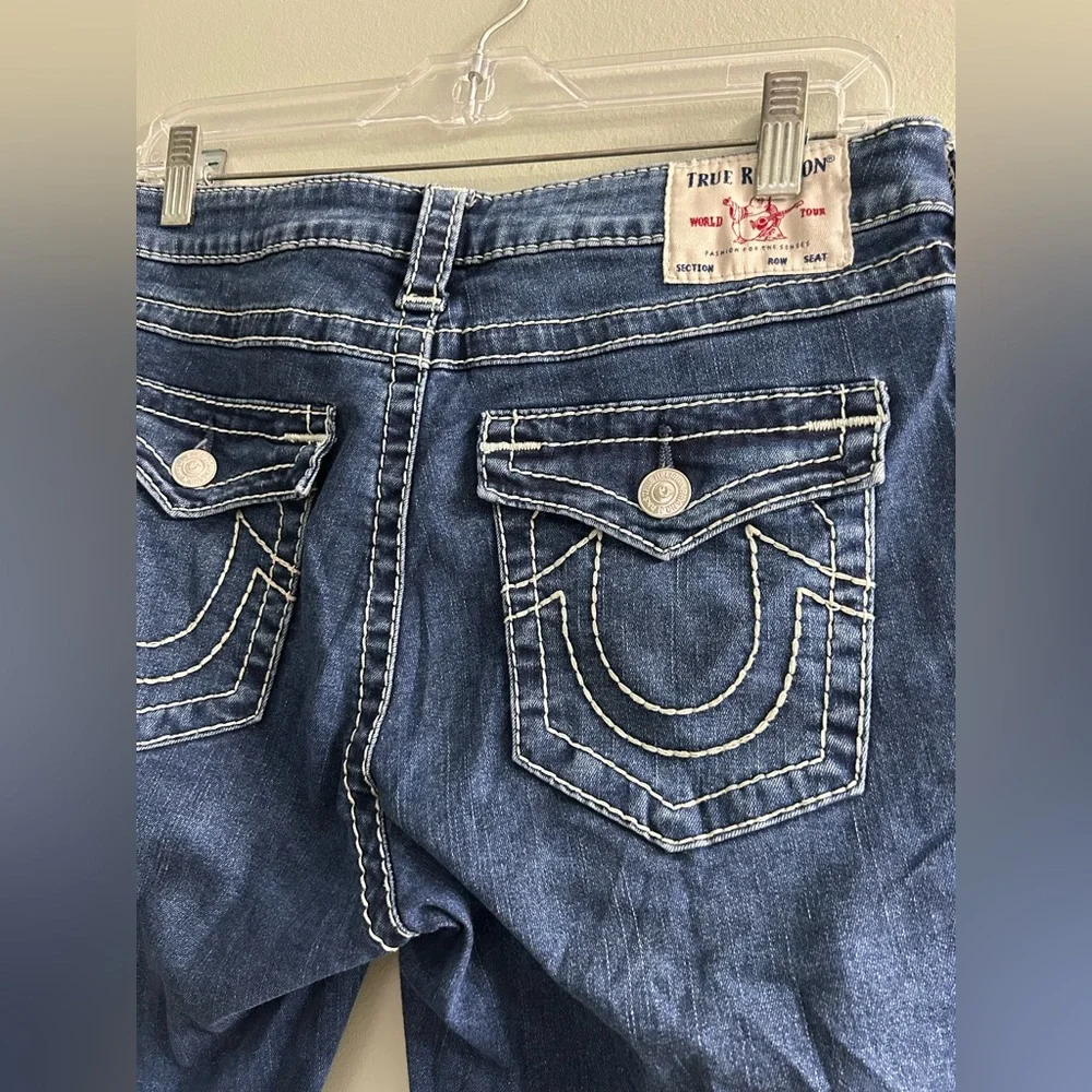 True religion Jennie Big T Mid Rise Curvy Skinny Jean flap pockets Y2K - Picture 15 of 15